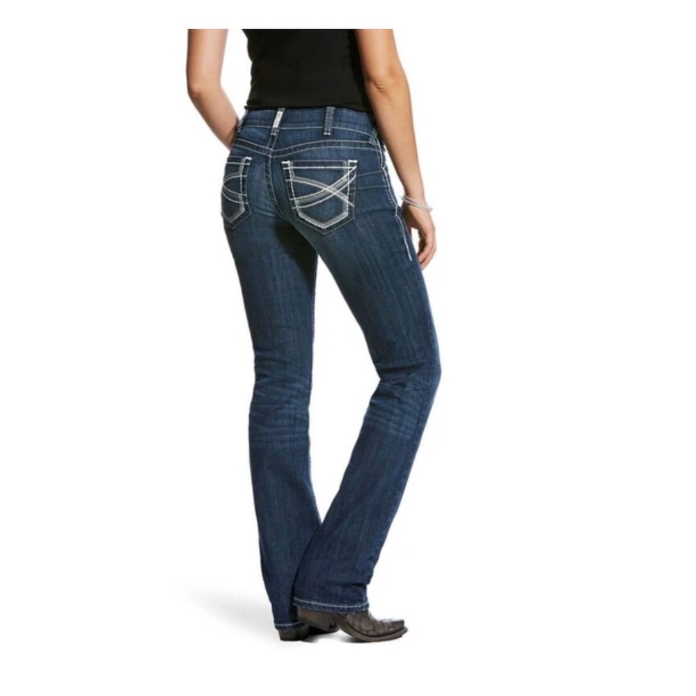 Ariat‎ REAL Denim Shayla Bootcut Womens Jeans Gemstone Blue Mid Rise 29S Western